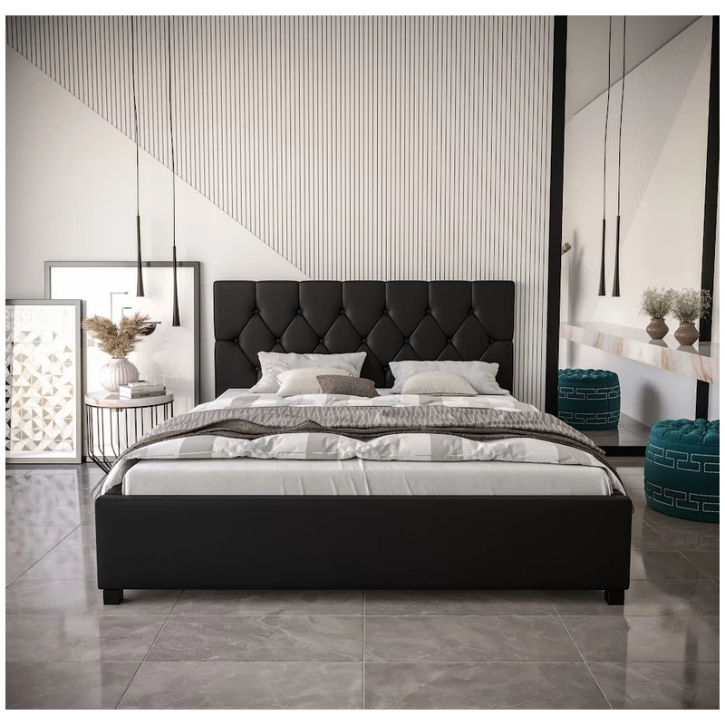 Polsterdoppelbett NARINE – 140x200, schwarz