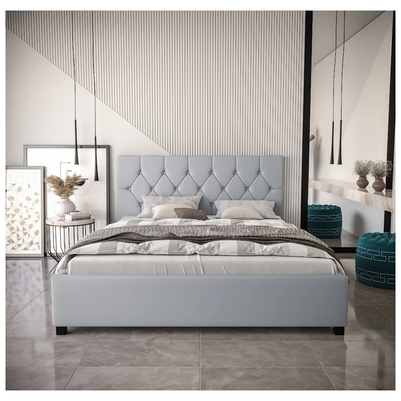 Polsterdoppelbett NARINE – 140x200, grau