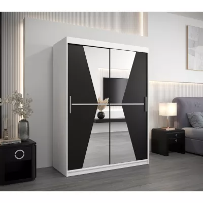 Kleiderschrank mit Spiegeln MILANA – Breite 150 cm, weiß / schwarz