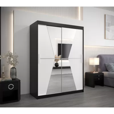 Kleiderschrank mit Spiegeln MILANA – Breite 150 cm, schwarz / weiß