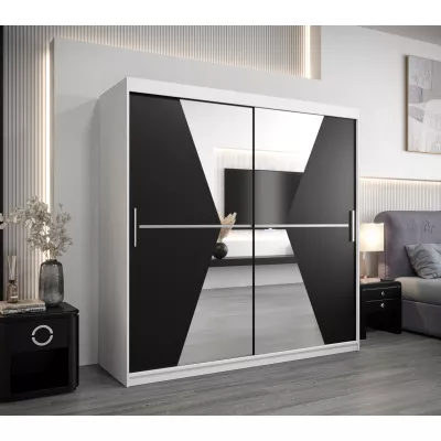 Kleiderschrank MILANA – Breite 200 cm, weiß / schwarz