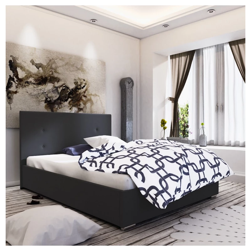 Ehebett mit Stauraum FLEK 3 – 140x200, schwarz