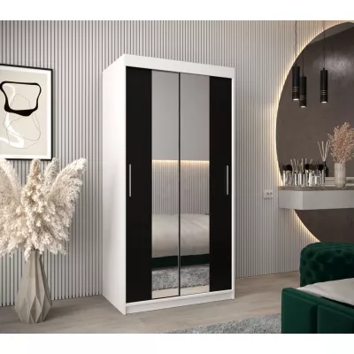Schwebetürenschrank mit einer Breite von 100 cm TIMEA 1 – Weiß/Schwarz
