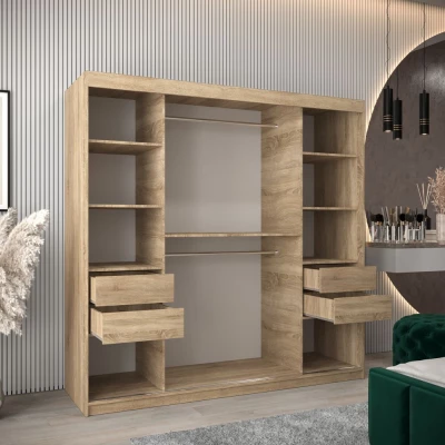 Schwebetürenschrank mit einer Breite von 200 cm TIMEA 2 – Eiche Sonoma