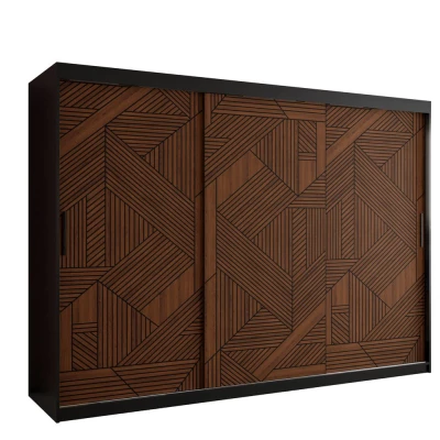Schwebetürenschrank MADELEIN 2 – Breite 250 cm, Schwarz/Nussbaum