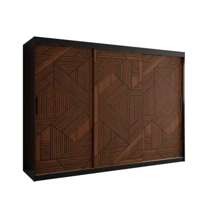 Schwebetürenschrank MADELEIN 2 – Breite 250 cm, Schwarz/Nussbaum