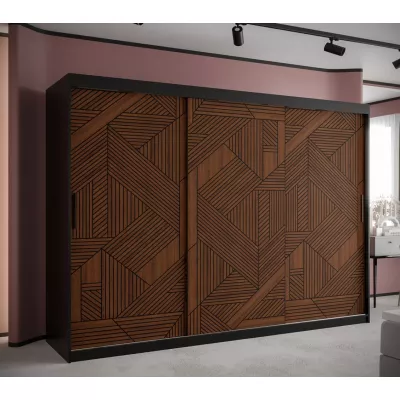 Schwebetürenschrank MADELEIN 2 – Breite 250 cm, Schwarz/Nussbaum