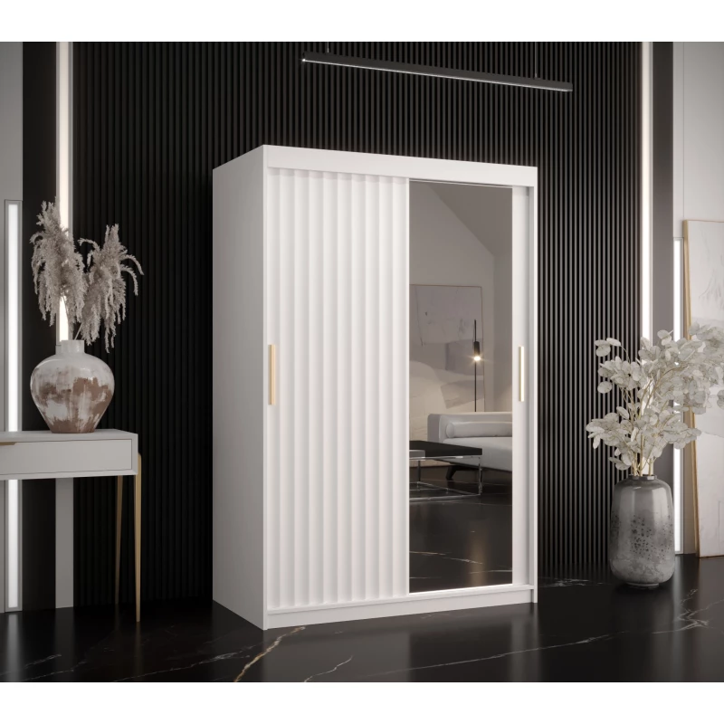 Kleiderschrank mit Spiegel RADKIN 2 – Breite 120 cm, weiß