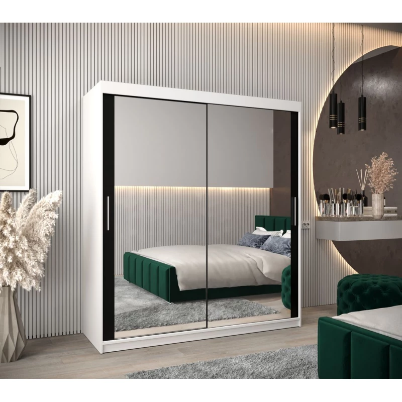 Schwebetürenschrank mit einer Breite von 180 cm TIMEA 3 – Weiß/Schwarz