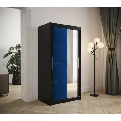 Kleiderschrank mit Schiebetüren 100 cm TALIA – schwarz / blau