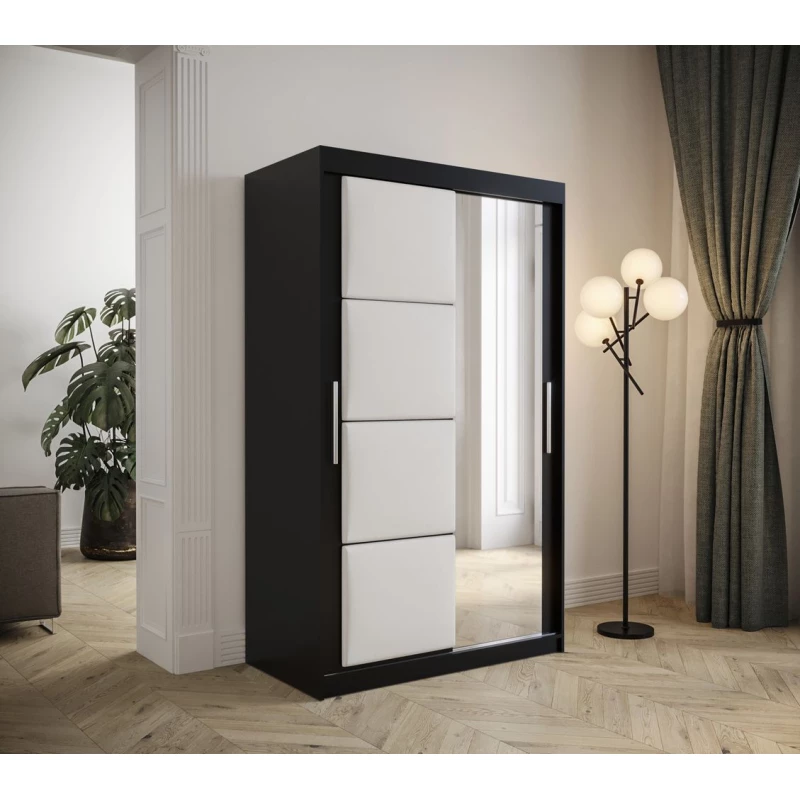 Kleiderschrank mit Schiebetüren 120 cm TALIA – schwarz / weiß