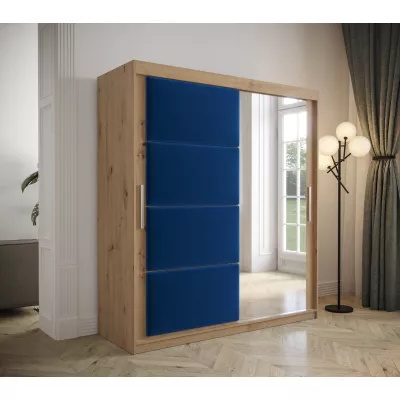 Kleiderschrank mit Schiebetüren 180 cm TALIA – Eiche artisan / blau