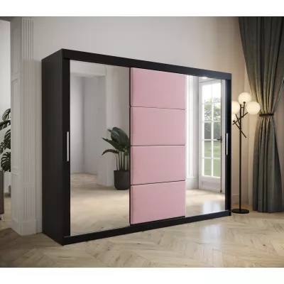Kleiderschrank mit Schiebetüren 250 cm TALIA – schwarz / rosa