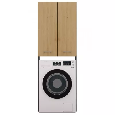 Hoher Waschmaschinen-Überbauschrank MARGO 2 – Eiche Artisan / anthrazit