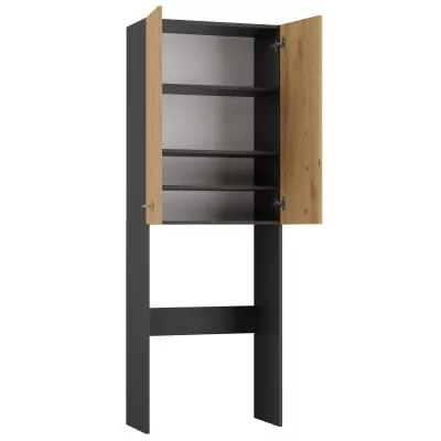 Hoher Waschmaschinen-Überbauschrank MARGO 2 – Eiche Artisan / anthrazit