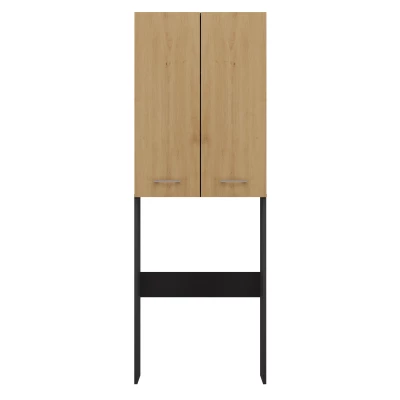 Hoher Waschmaschinen-Überbauschrank MARGO 2 – Eiche Artisan / anthrazit