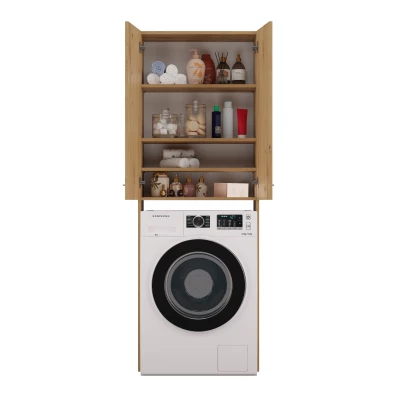 Hoher Waschmaschinen-Überbauschrank MARGO 2 – Eiche Artisan