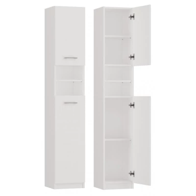 Schmaler Badezimmerschrank JANNO - mattweiß