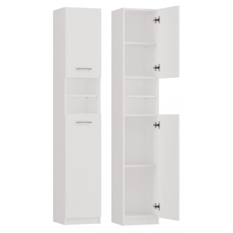 Schmaler Badezimmerschrank JANNO - mattweiß