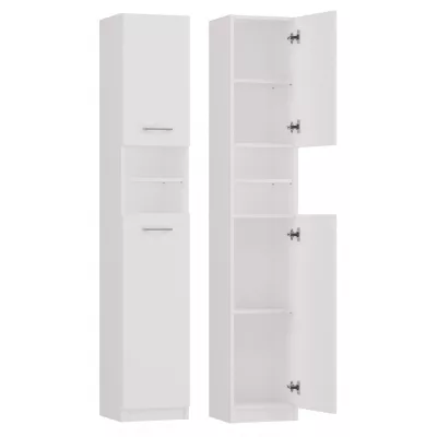 Schmaler Badezimmerschrank JANNO - mattweiß