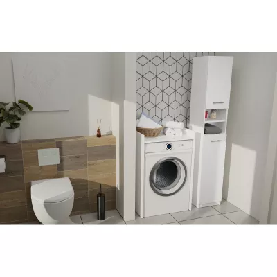 Schmaler Badezimmerschrank JANNO - mattweiß