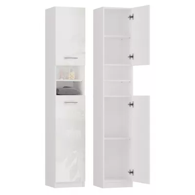 Schmaler Badezimmerschrank JANNO - Weiß glänzend