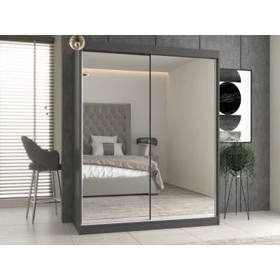 Kleiderschrank 160 cm mit Spiegel RANNO 6 – Eiche artisan / anthrazit