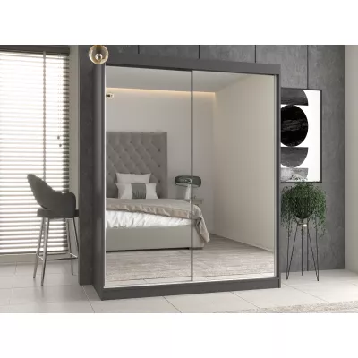 Kleiderschrank 160 cm mit Spiegel RANNO 6 – Eiche artisan / anthrazit