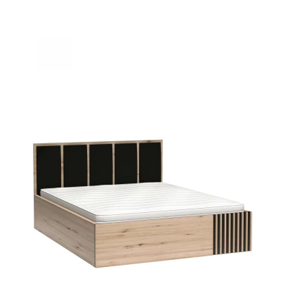 Bett mit gepolsterten Paneelen AIMY – 180 x 200 cm, Eiche, handgefertigt