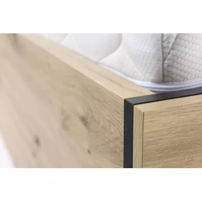 Bett mit gepolsterten Paneelen AIMY – 180 x 200 cm, Eiche, handgefertigt