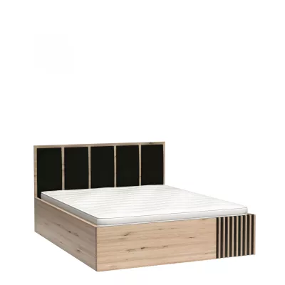 Bett mit gepolsterten Paneelen AIMY – 160 x 200 cm, Eiche, handgefertigt