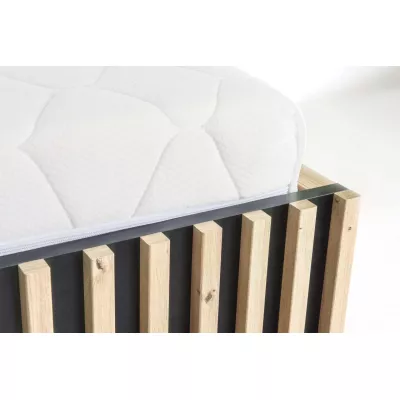Bett mit gepolsterten Paneelen AIMY – 160 x 200 cm, Eiche, handgefertigt
