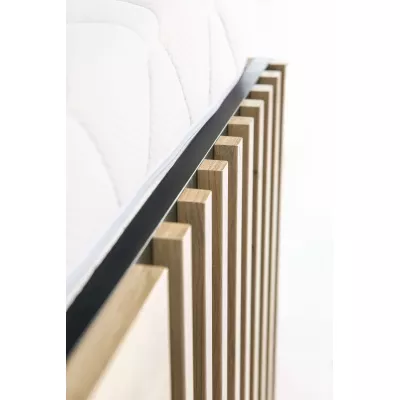 Bett mit gepolsterten Paneelen AIMY – 160 x 200 cm, Eiche, handgefertigt