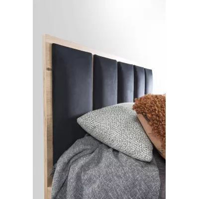 Bett mit gepolsterten Paneelen AIMY – 140 x 200 cm, Eiche, handgefertigt