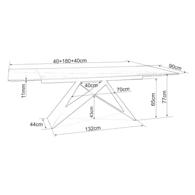 Ausziehbarer Esstisch VIDOR 2 – 180x90, weißer Marmor / Schwarz