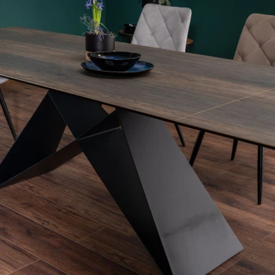 Ausziehbarer Esstisch VIDOR 3 – 180x90, Braun / Schwarz matt