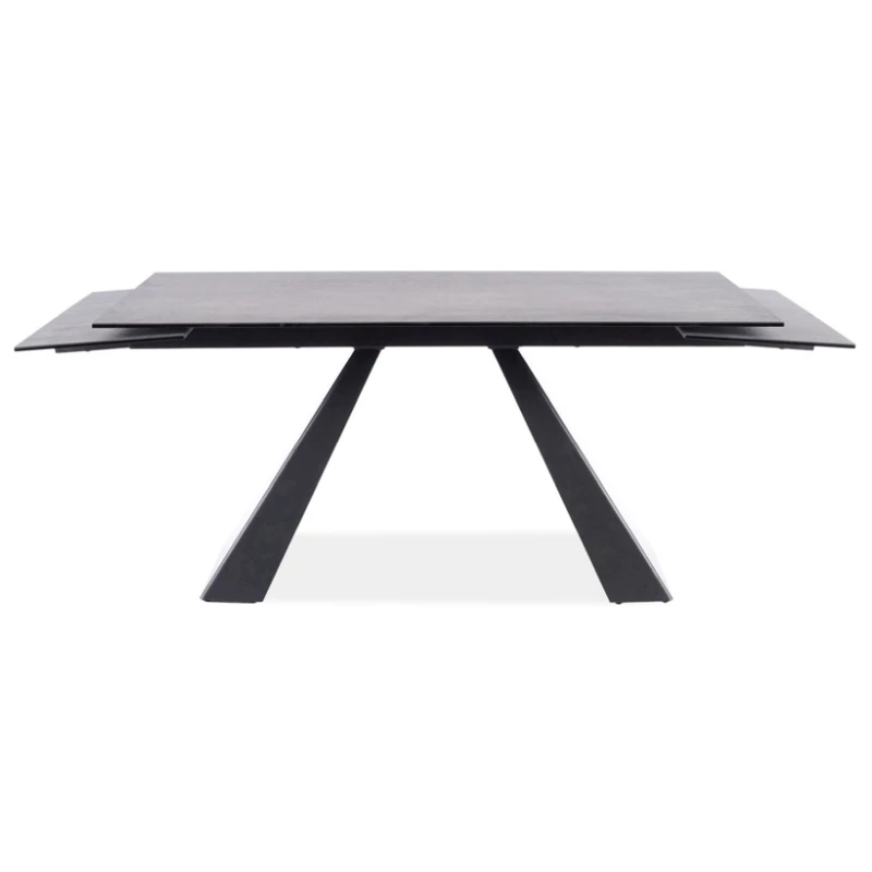 Ausziehbarer Esstisch GEDEON 1 - 180x90, grauer Marmor / mattschwarz