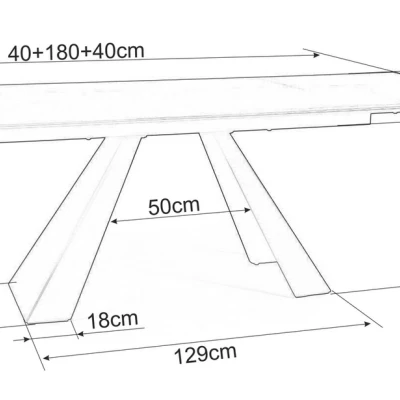 Ausziehbarer Esstisch GEDEON 1 - 180x90, grauer Marmor / mattschwarz