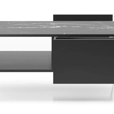 DEVIKA Couchtisch - schwarzer Graphit / schwarzer Marmor