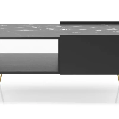 DEVIKA Couchtisch - schwarzer Graphit / schwarzer Marmor