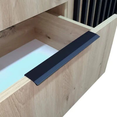 Viertüriger Kleiderschrank MARFA – Breite 206 cm, Eiche handwerklich / Schwarz