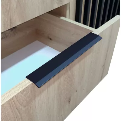 Viertüriger Kleiderschrank MARFA – Breite 206 cm, Eiche handwerklich / Schwarz