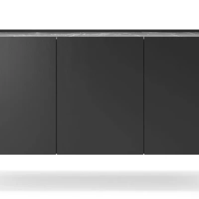Breite Kommode DEVIKA - schwarzer Graphit / schwarzer Marmor