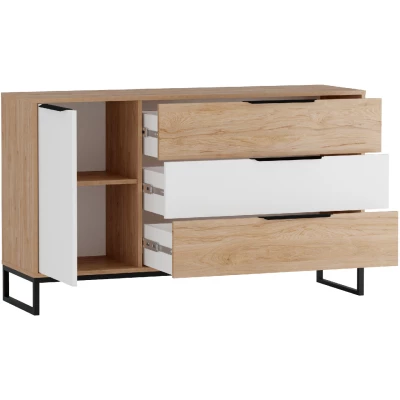 Kombinierte Kommode DARCY - Hickory / Mattweiß