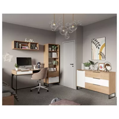 Kombinierte Kommode DARCY - Hickory / Mattweiß