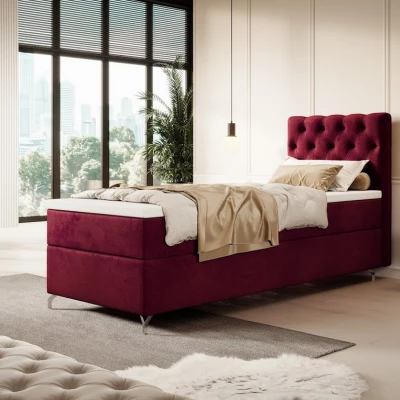 Polsterbett 90x200 ADRIA mit Stauraum - rechts, rot