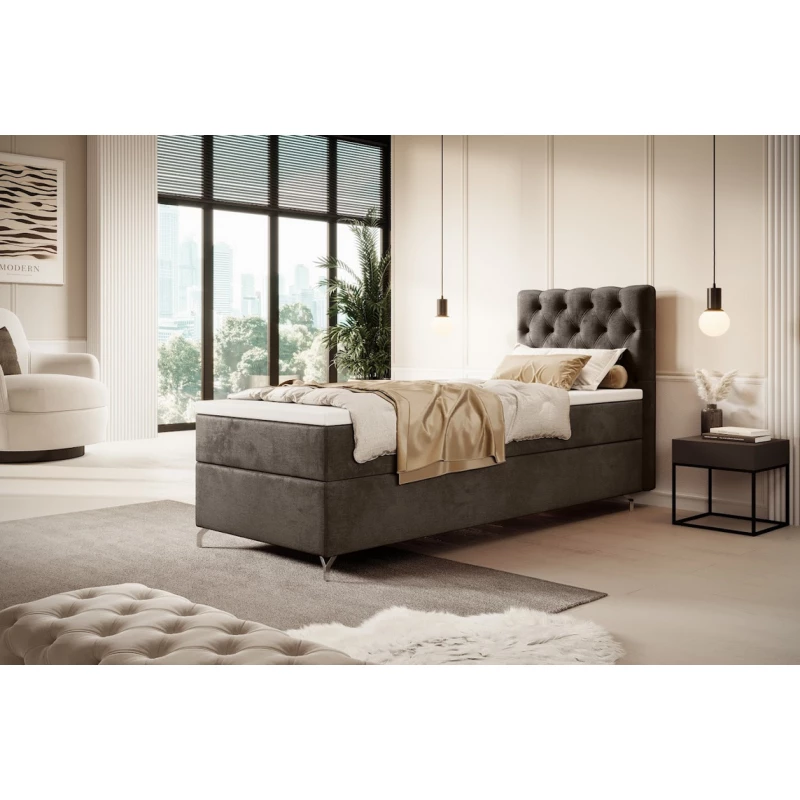 Polsterbett 80x200 ADRIA mit Stauraum - rechts, braun