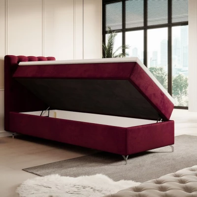 Polsterbett 80x200 ADRIA mit Stauraum - links, rot