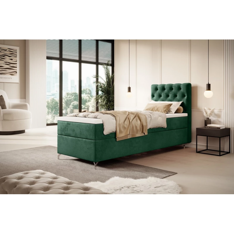 Polsterbett 80x200 ADRIA mit Stauraum - links, grün