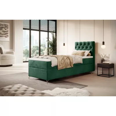 Polsterbett 80x200 ADRIA mit Stauraum - links, grün